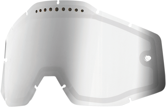 Bill's Exhausts 100% Accuri, Racecraft, Strata dual vented lenses in silver mirror finish, designed for motorcycle helmets.