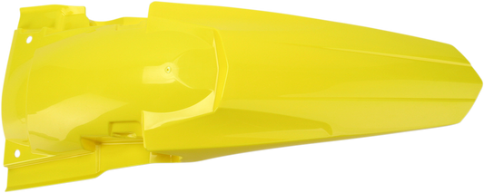 Yellow Acerbis rear fender for motorcycle, body part with mounting points, designed for durability and style.