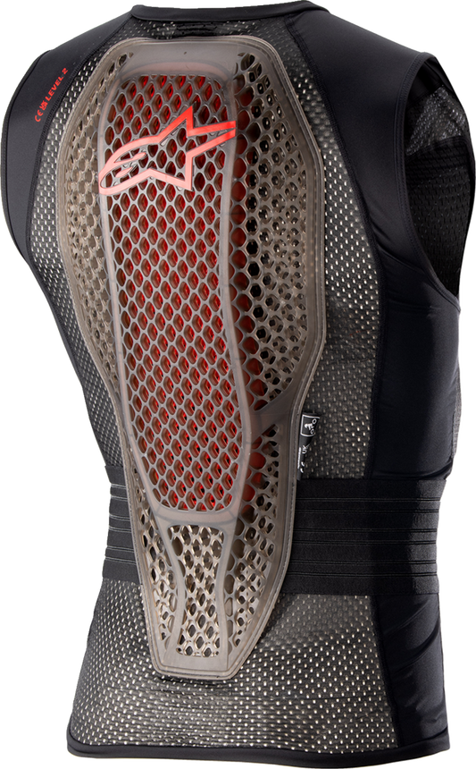 Alpinestars Nucleon Flex Pro protective vest in black and red, medium size, showcasing its flexible armor and sleek design.