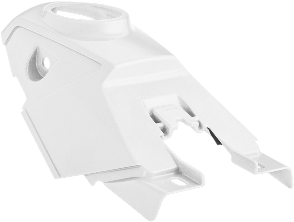 White ACERBIS tank cover for motorcycle, body part with detailed texture, designed for durability and style.