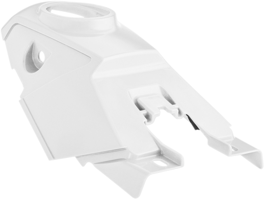 White ACERBIS tank cover for motorcycle, body part with detailed texture, designed for durability and style.