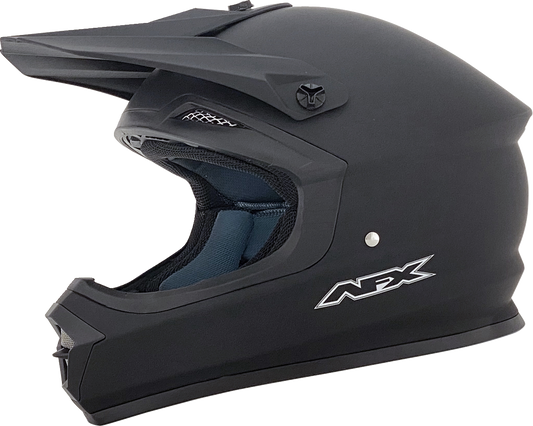 Matte black AFX FX-15 helmet in XL size, featuring a sleek, aerodynamic design with clear visor and ventilation vents.
