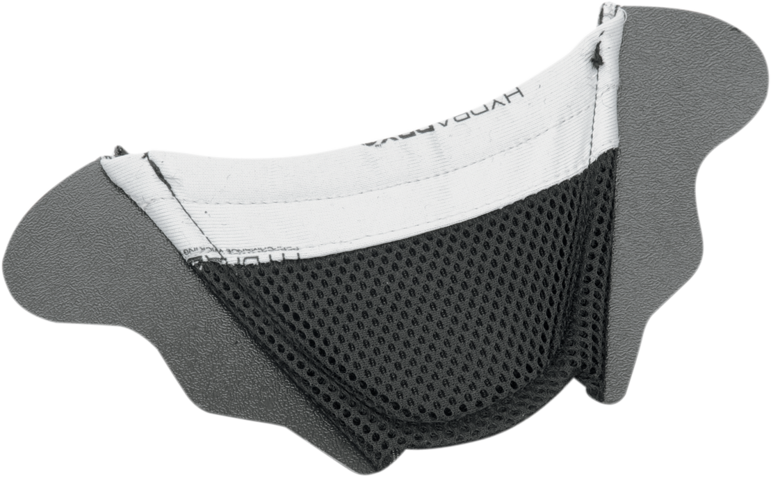 Black ICON Variant™ Chin Curtain for helmets, compatible with Bill's Exhausts helmet parts, shown in close-up view.