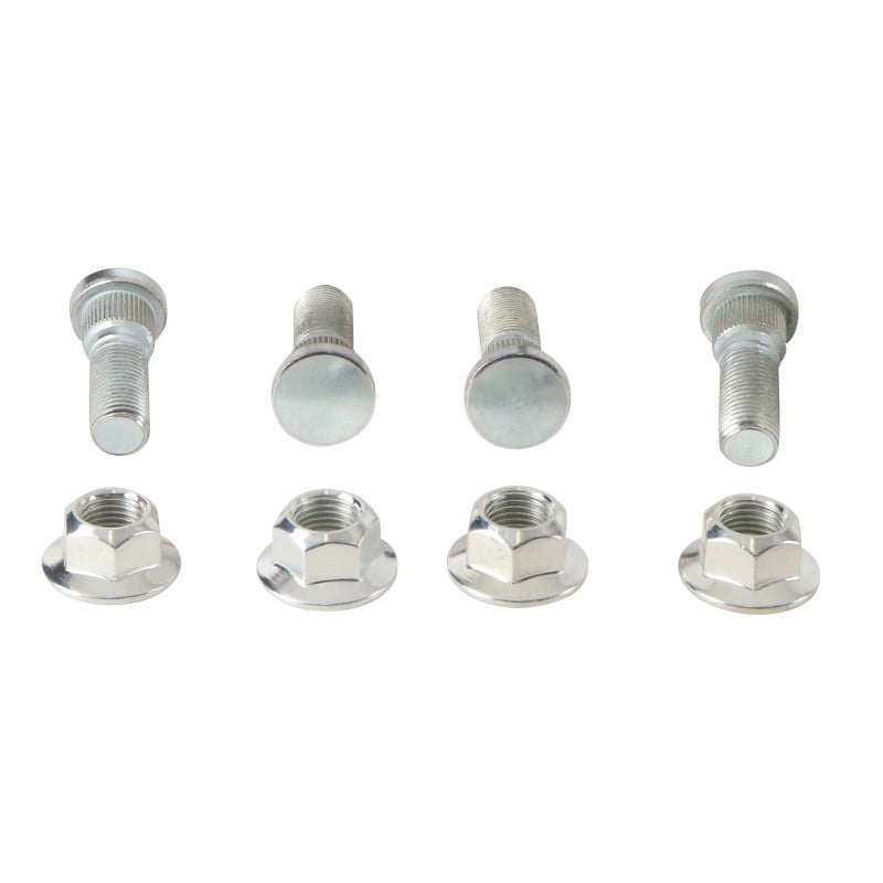 QuadBoss KAF1000 Mule Pro-DX front wheel stud and nut kit for Kawasaki KAF620 models, showing metal wheel hardware components.