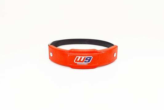 Red Warp 9 Universal Exhaust Slider for motorcycle exhaust protection, designed to shield exhaust pipes from damage.
