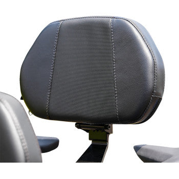 Bill's Exhausts SHOW CHROME Grande Passenger Backrest in Ballistic Black for Ryker 41-420GC, mounted on a motorcycle.