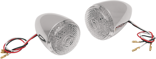 DRAG SPECIALTIES 20-6578CRLED rear turn signal kit with clear lenses and red accents, designed for motorcycle customization.