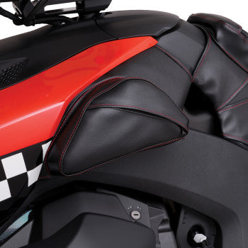 SHOW CHROME Dual Side Tank Pouch - Ballistic w/ Red Stitch - Ryker  H40-401CRED - Howling Moto