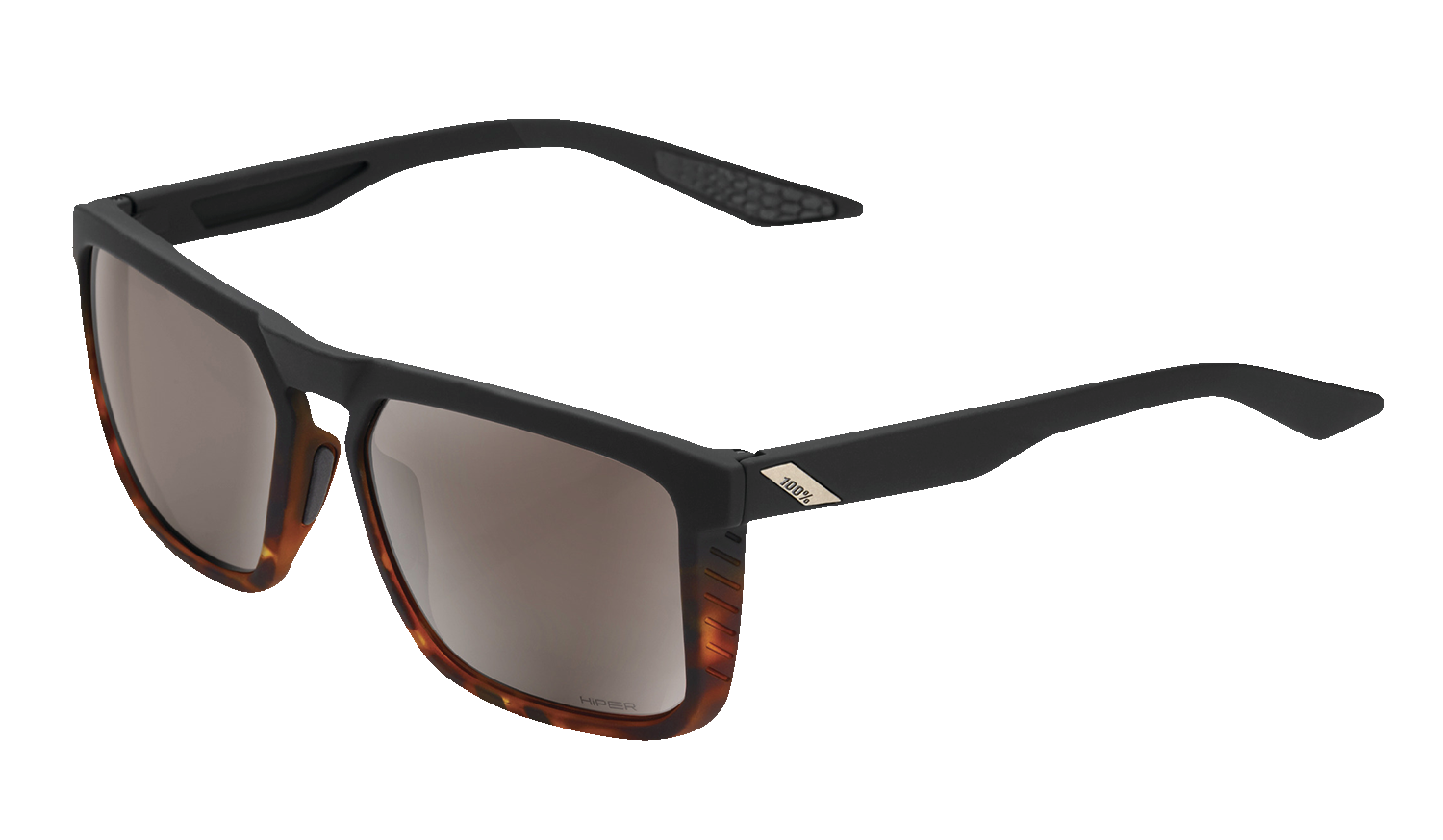 100% Renshaw Sunglasses - Soft Tact Black/Havana Fade - HiPER Silver Mirror 60021-00004 - Howling Moto