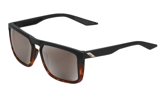 100% Renshaw Sunglasses - Soft Tact Black/Havana Fade - HiPER Silver Mirror 60021-00004 - Howling Moto