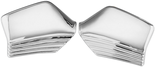 Bill's Exhausts SHOW CHROME Accent mirror back engine part in silver with chrome finish, detailed close-up image.
