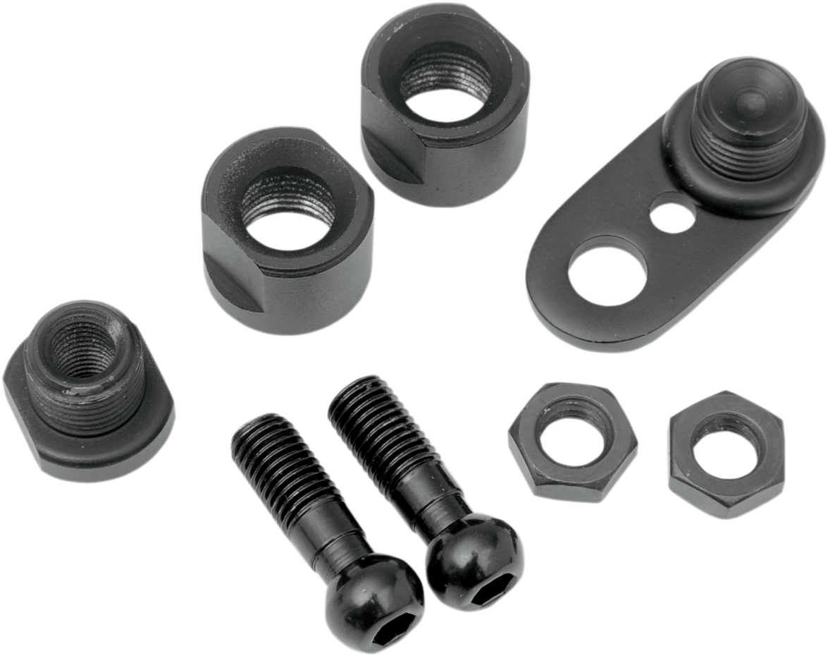 Black DRAG SPECIALTIES turn signal swivel kit for motorcycles, showing the adjustable swivel mechanism and mounting hardware.