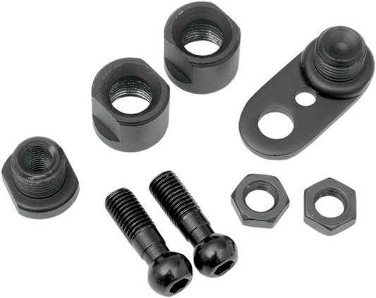 Black DRAG SPECIALTIES turn signal swivel kit for motorcycles, showing the adjustable swivel mechanism and mounting hardware.