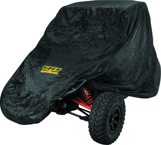 QuadBoss UTV 4-seater cover for Polaris RZR-4 800/900 and Honda Pioneer, all-weather outdoor protection for off-road vehicles.