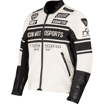 Bill's Exhausts ICON Neo Daytona 2 Jacket in white and black, 2XL, stylish motorcycle jacket with sporty design.
