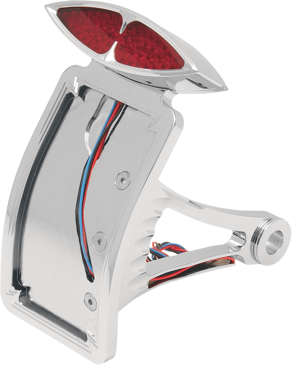 DRAG SPECIALTIES curved vertical taillight and license plate mount for motorcycle, with mounting hardware visible