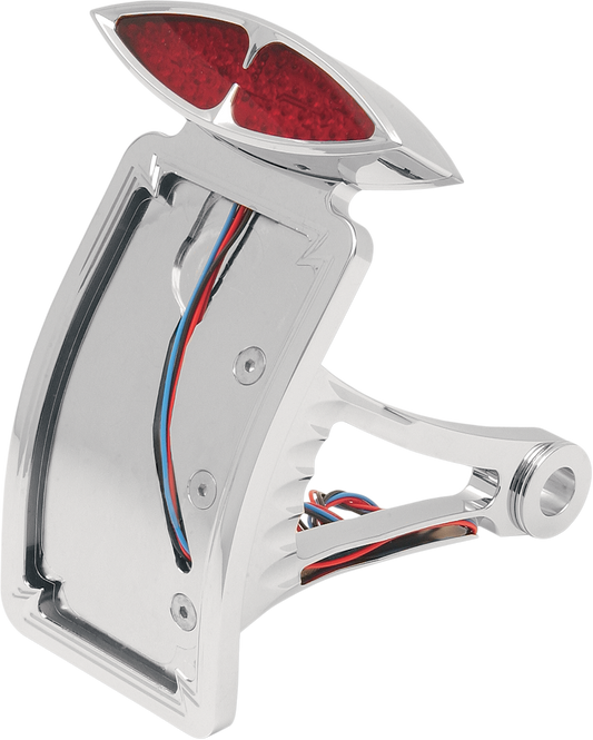 DRAG SPECIALTIES curved vertical taillight and license plate mount for motorcycle, with mounting hardware visible