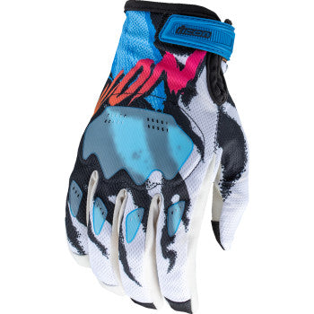 Bill's Exhausts ICON Hooligan Rad Dawn Gloves in white, large size, showing the textured fabric and sporty design.