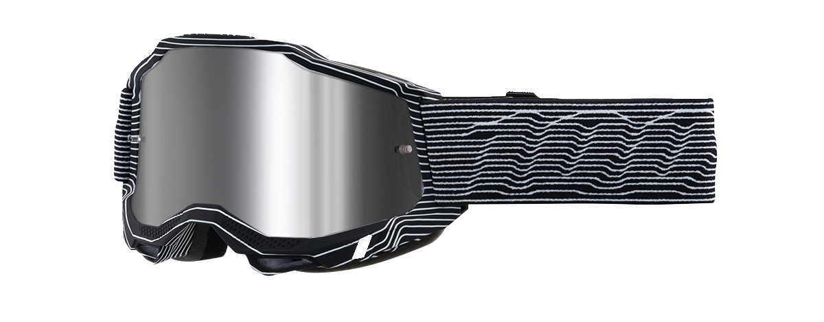 Bill's Exhausts 100% Accuri 2 Silo goggles with silver flash mirror lenses, featuring a sleek design and tinted reflective coating.