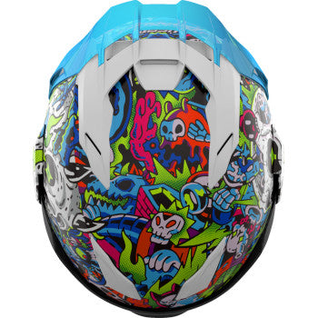 Blue ICON Ultraflite Helmet Doodle 3 MIPS helmet in large size, featuring sleek design and venting, for motorcycle safety.