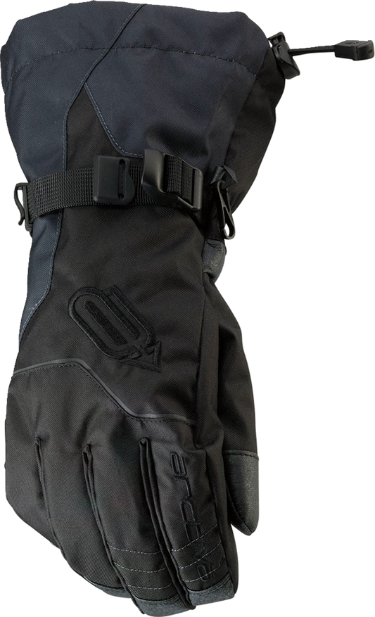 Bill's Exhausts ARCTIVA Pivot Gloves in black and gray, small size, showing the durable fabric and adjustable wrist strap.