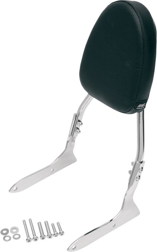 Bill's Exhausts Show Chrome Sissy Bar Kit 55-136 for motorcycle engine with chrome finish and mounting hardware visible.