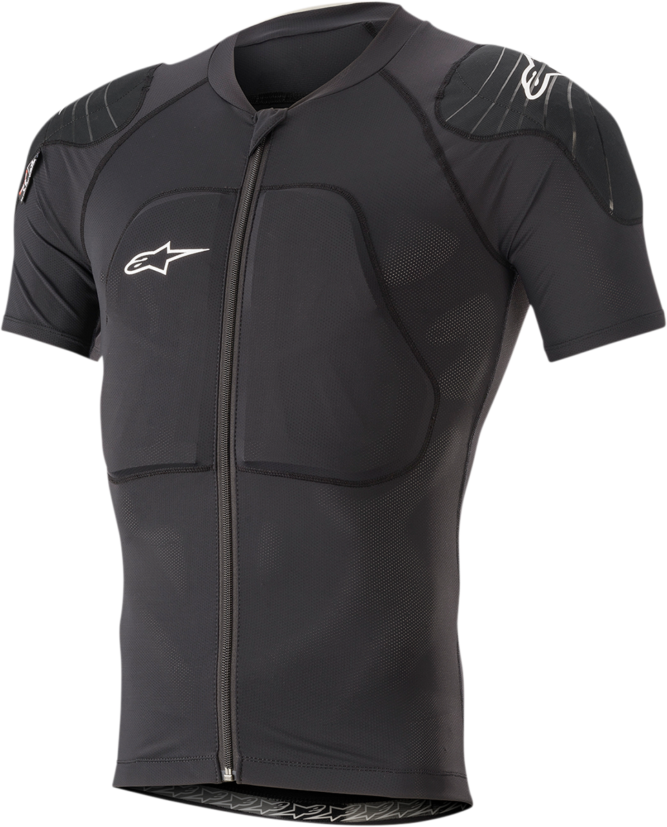 Black Alpinestars Paragon Jacket short-sleeve in XL size, showing front view with sleek design and lightweight fabric.