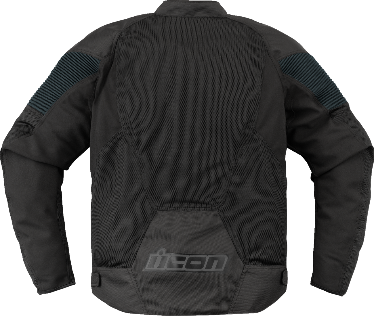 Bill's Exhausts ICON Overlord3 Mesh Jacket in black, 2XL, showing the lightweight mesh design and front zipper closure.