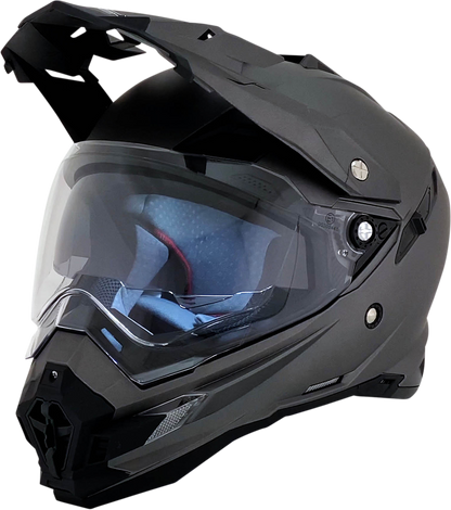 Frost gray AFX FX-41DS motorcycle helmet in small size, featuring a sleek design and clear visor for safety and style.