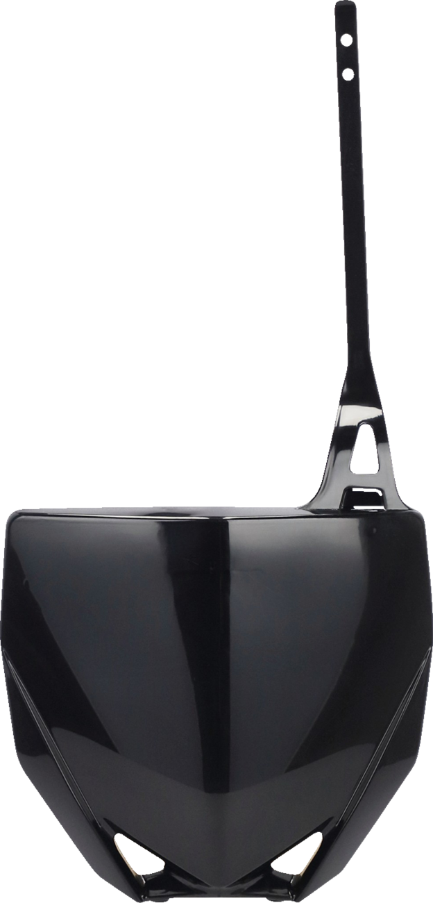 A black Acerbis front number plate for YZ 85 dirt bikes, made of durable body material.