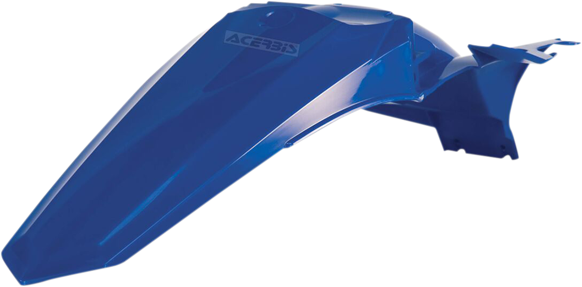 Blue Acerbis rear fender for motorcycle, body part with mounting holes, designed for durability and style.