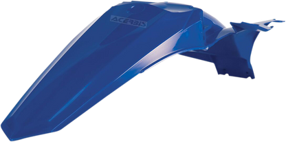Blue Acerbis rear fender for motorcycle, body part with mounting holes, designed for durability and style.