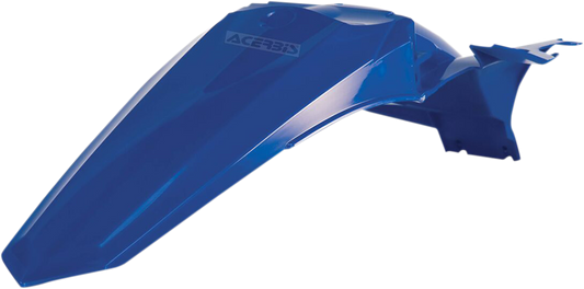 Blue Acerbis rear fender for motorcycle, body part with mounting holes, designed for durability and style.