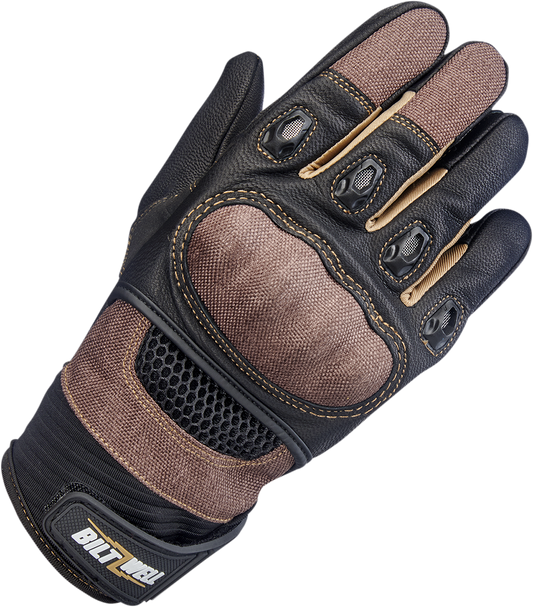BILTWELL Bridgeport Gloves in chocolate, large size, made of durable leather, featuring a snug fit and classic motorcycle glove design.