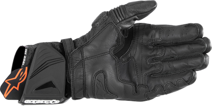 Alpinestars GP Pro R4 motorcycle gloves in black, 2XL size, featuring protective knuckles and reinforced palms.
