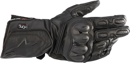 Alpinestars SP-8 HDRY® motorcycle gloves in black with protective features, small size, designed for riding comfort and safety.