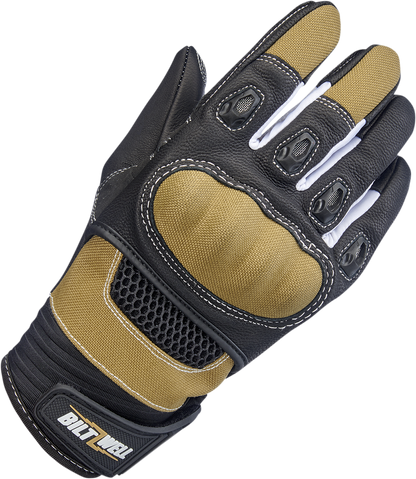BILTWELL Bridgeport Gloves in tan, size XL, made by Bill's Exhausts, featuring durable leather construction and snug fit.