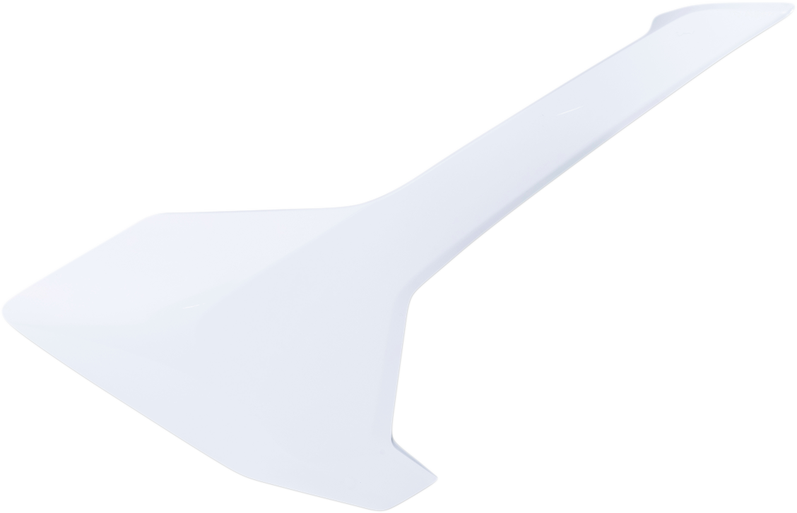 Acerbis white side panels for motorcycle body, featuring sleek design and brand logo, shown on a neutral background.
