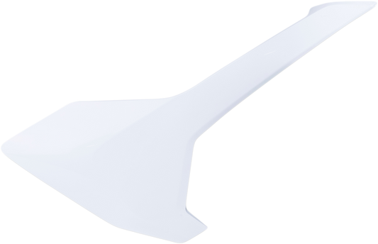 Acerbis white side panels for motorcycle body, featuring sleek design and brand logo, shown on a neutral background.