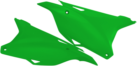Acerbis green body side panels for motorcycles, featuring vibrant green color and sleek design for a stylish look.