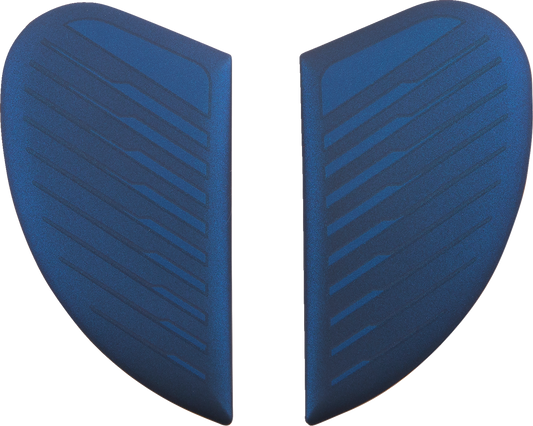 Blue ICON Airform™ Side Plates for Counterstrike helmets, helmet parts by Bill's Exhausts, with detailed blue design.
