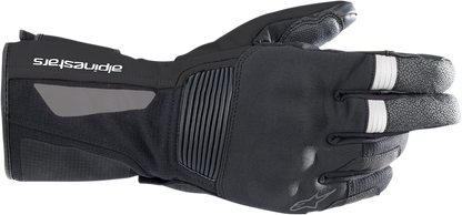 Alpinestars Denali Aerogel Drystar gloves in black, size 3XL, featuring reinforced knuckles and textured palm for motorcycle riding.
