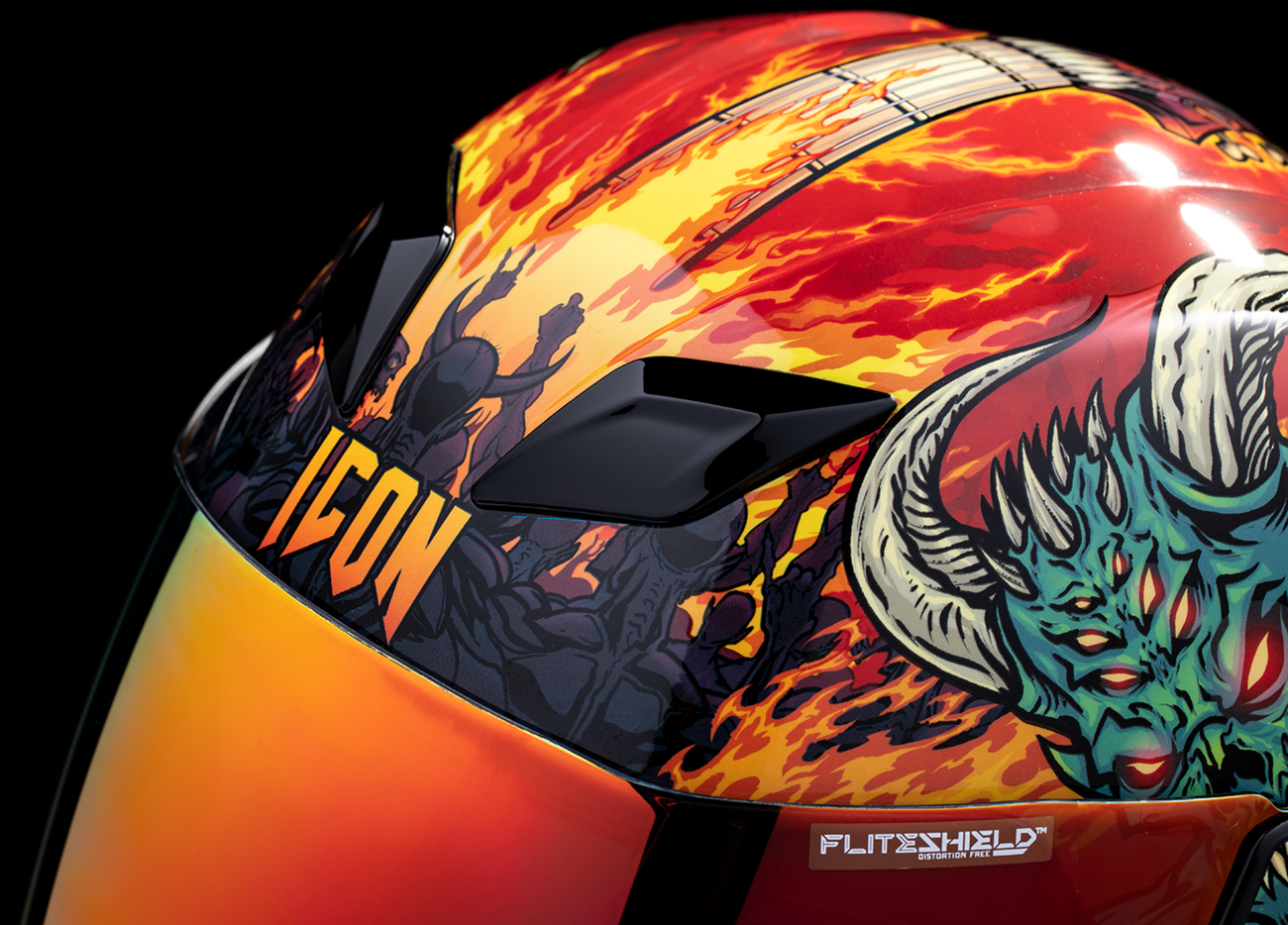 Red ICON Airflite MIPS helmet in medium size with aerodynamic design and ventilation for motorcycle riding safety.