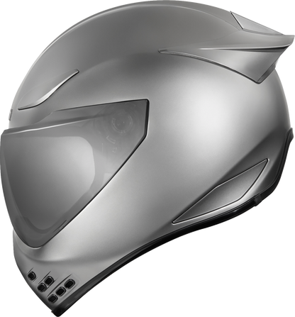 Bill's Exhausts ICON Domain™ Helmet Cornelius in silver, large size, featuring a sleek motorcycle helmet design.
