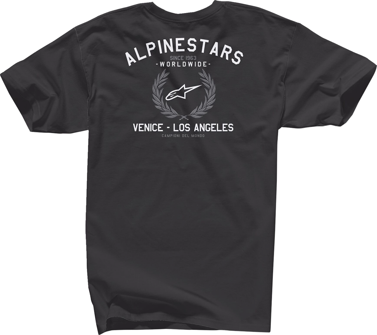 Black Alpinestars Wreath T-Shirt in large size featuring the brand logo on the front, casual and comfortable fit.
