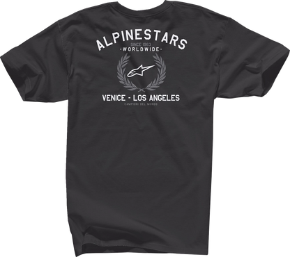 Black Alpinestars Wreath T-Shirt in large size featuring the brand logo on the front, casual and comfortable fit.