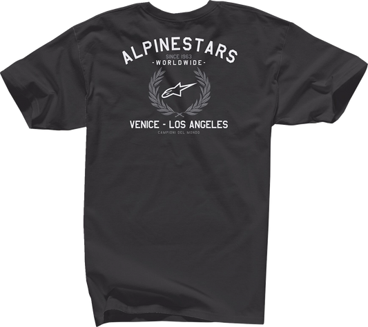 Black Alpinestars Wreath T-Shirt in large size featuring the brand logo on the front, casual and comfortable fit.