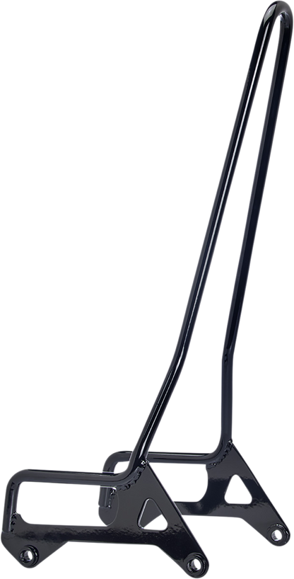 BILTWELL EXFIL Sissy Bar XL in gloss black attached to a motorcycle, showcasing its sturdy design and sleek finish.