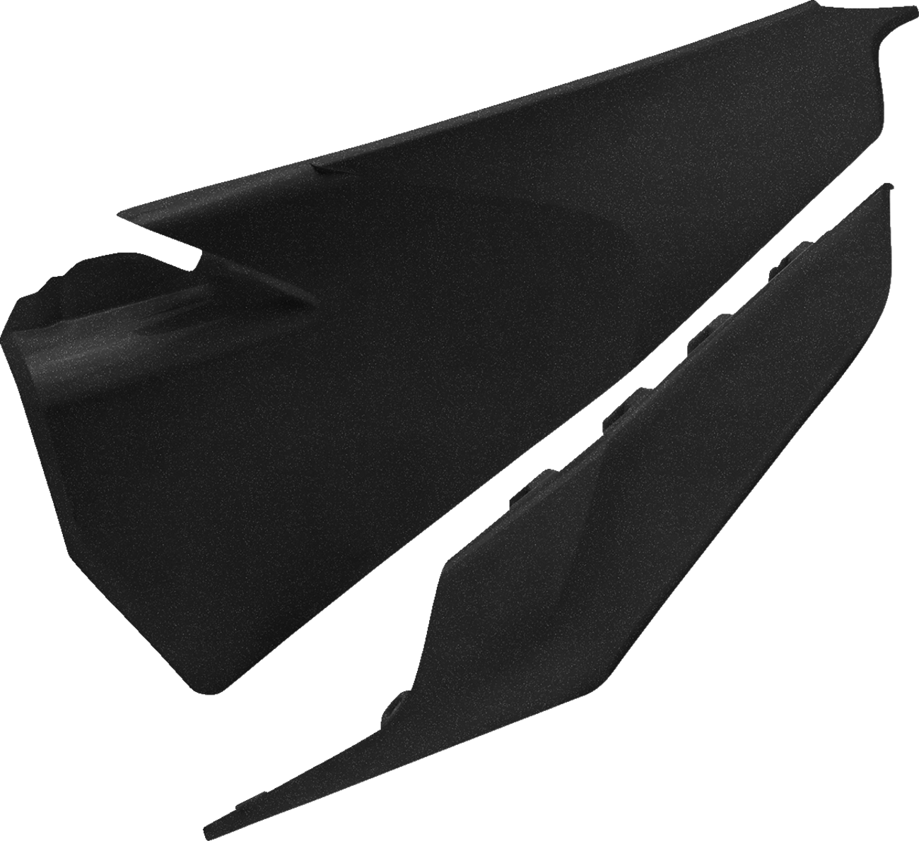 Acerbis black and metallic motorcycle side panels, body armor with detailed design, for durable protection and stylish look.