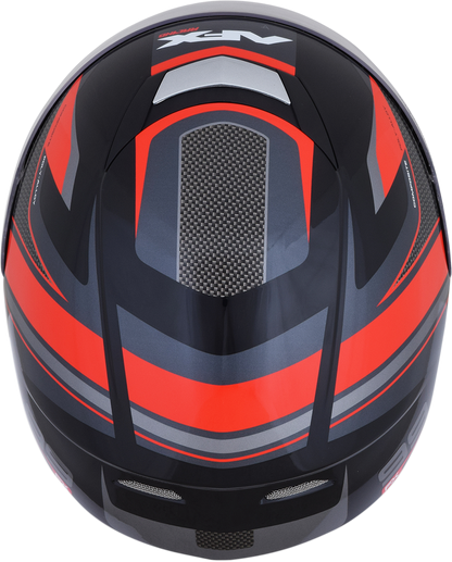Black and red AFX FX-99 recurve helmet in XL size, featuring aerodynamic design and secure fit for motorcycle riding.